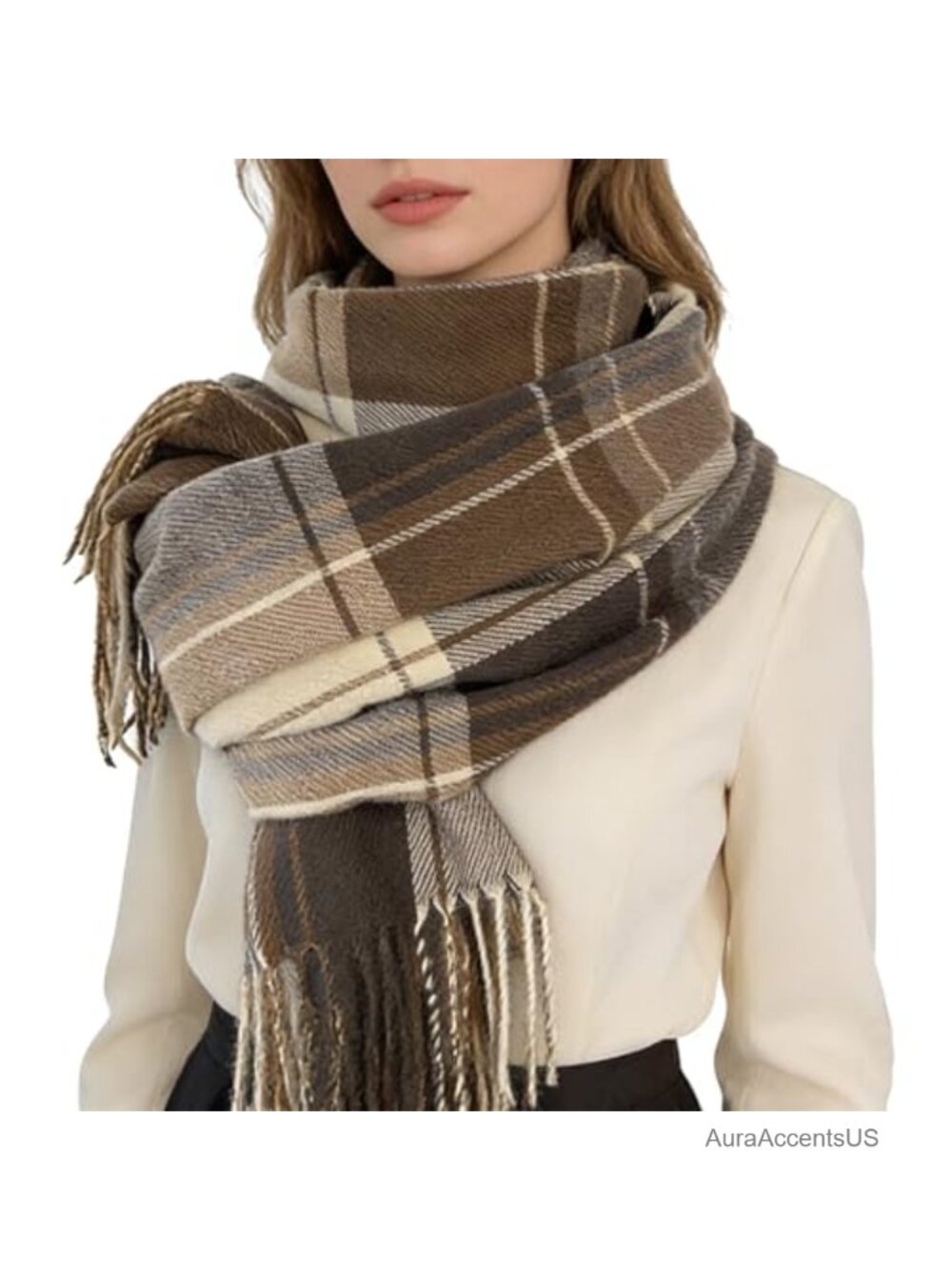 Winter Plaid Scarf for Women Warm Cozy Long Shawl Wrap Scottish Tartan Blanket